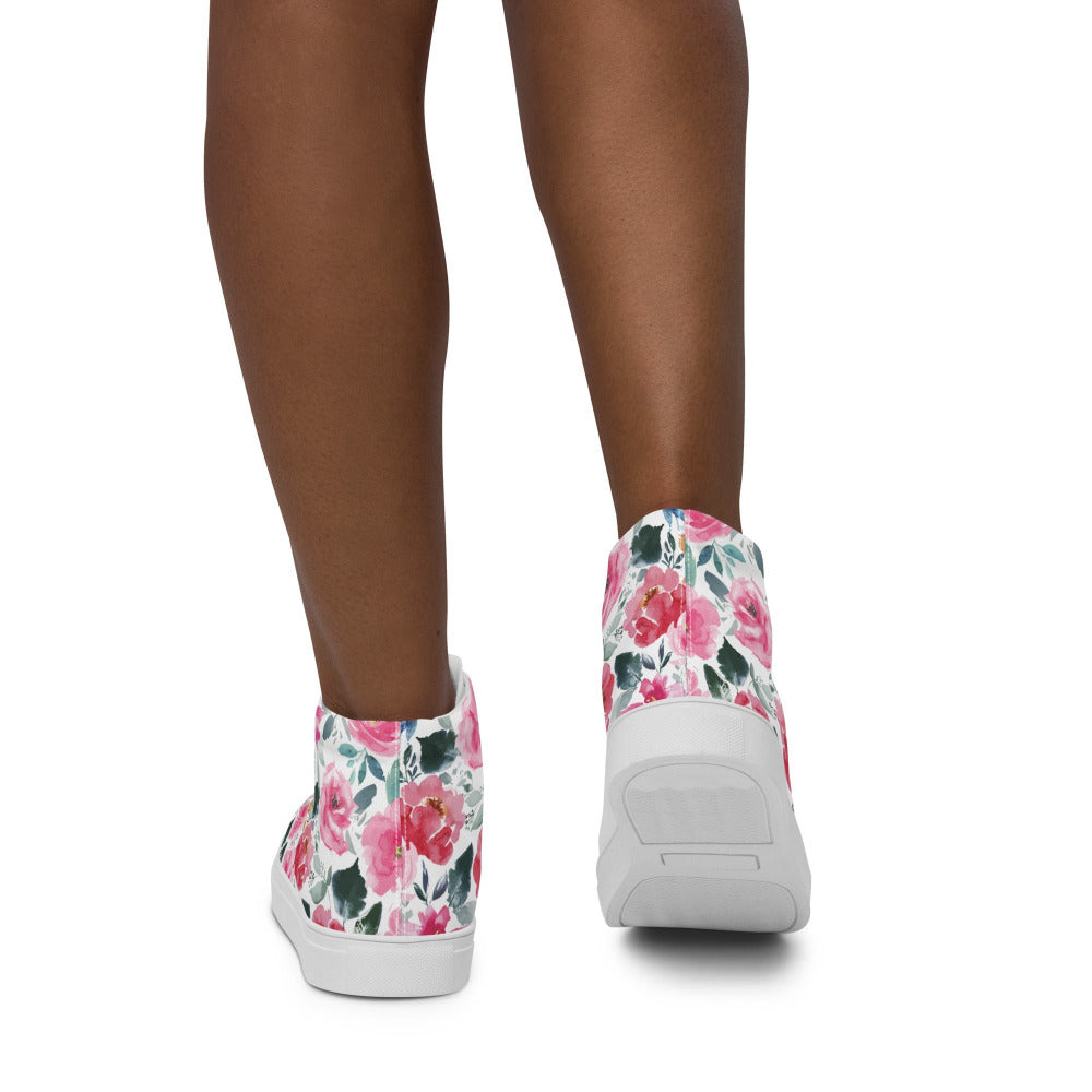 Pink Flower Power Women’s High Top Sneakers - https://ascensionemporium.net